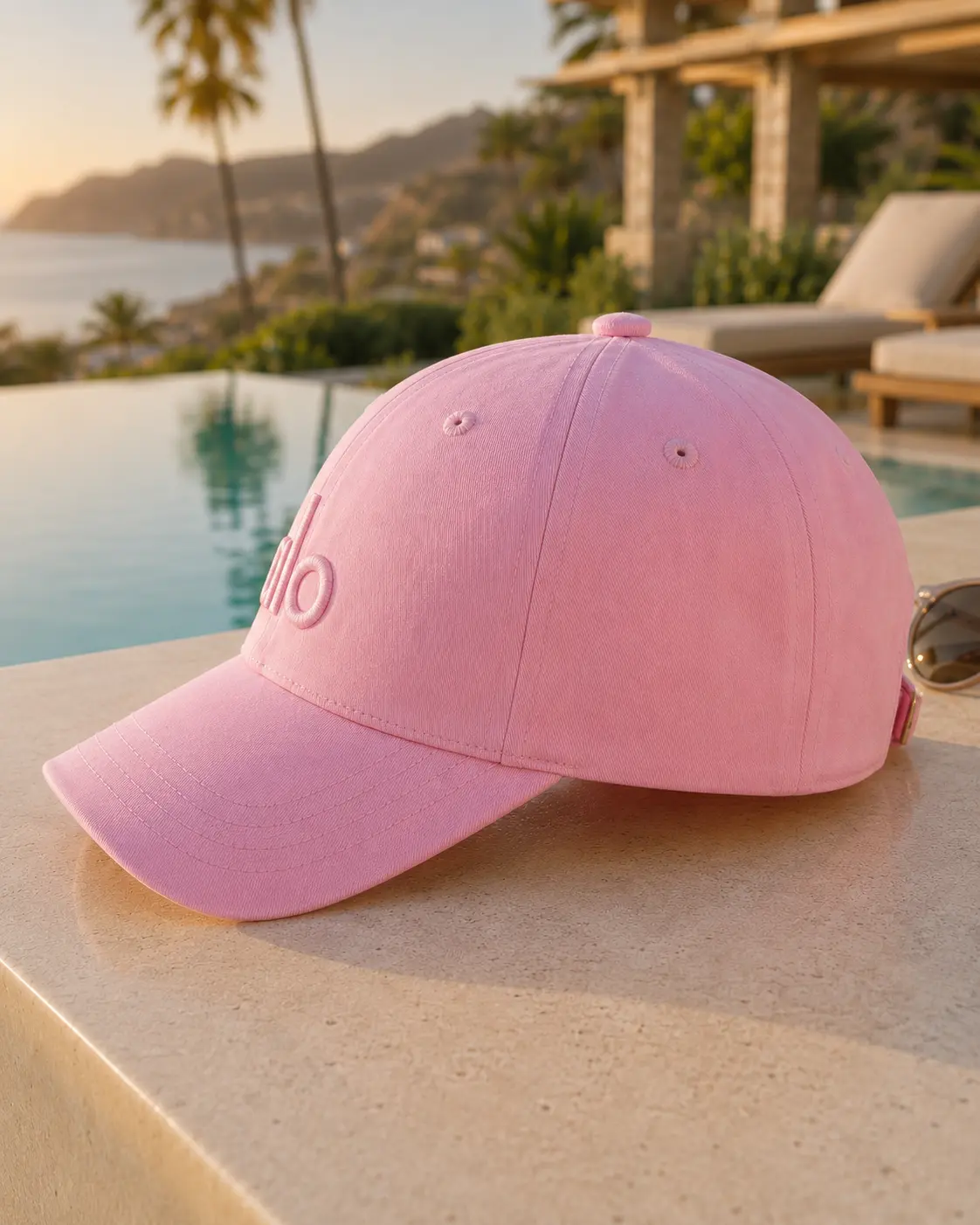 ALO Yoga Off-Duty Adjustable Baseball Cap – Embroidered Logo Curved Brim Athletic Hat for Women and Men, Available in Pink, Black and White