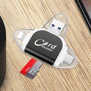 4 in 1 Card Reader for SD Card ,Micro SD Card (TF card 128GB Optional),Plug and Play for iPhone and Samsung XiaoMi Phones