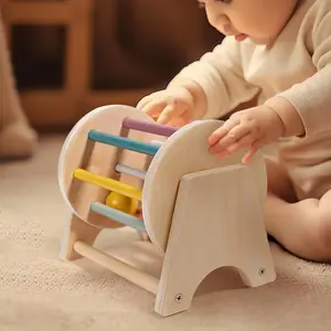 Wooden Rolling Drum Toy, Baby Logical Thinking Training Toy, Hand-eye Coordination Training Toy, Early Education Toy for Infant & Toddler, Preschool Learning Tool