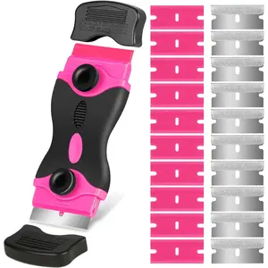 Razor Blade Scraper Tool Kit - 20Pcs Extra Blades, Plastic & Metal Scraper for Glass Top Stove, Cooktop, Oven, Floor, Non-Scratch, Ergonomic Design, Durable & Easy to Carry