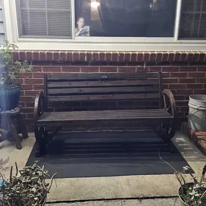 VINGLI 41/55" Rustic Wooden Wheel Bench Outdoor Bench, 2-Person Patio Bench Wagon Slatted Seat, Garden Benches for Outdoors 350lbs High Capacity, Weather Resistance