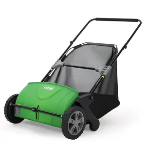 21" Push Lawn Sweeper,Green Heavy Duty Leaf Collector with 3.5 Cu. ft. Bag, Walk Behind Grass Sweeper, Dual Spinning Brushes, Adjustable Height for Leaves, Pine Needles & Yard Debris