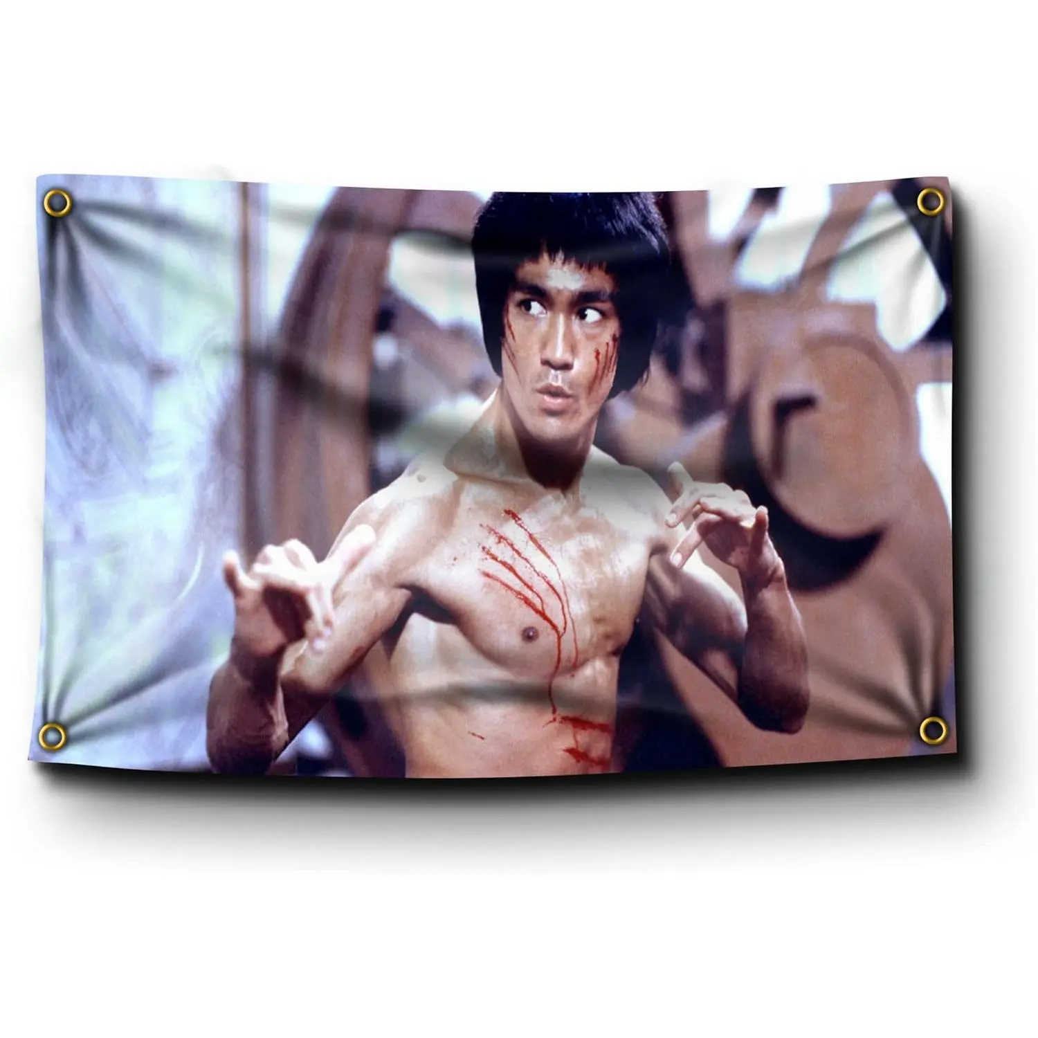 Bruce Lee - Enter the Dragon Movie Fighting Scene Motivational Inspirational Office Gym Dorm Wall Decor Design on a 3X5 Feet Flag  for Easy Hanging.