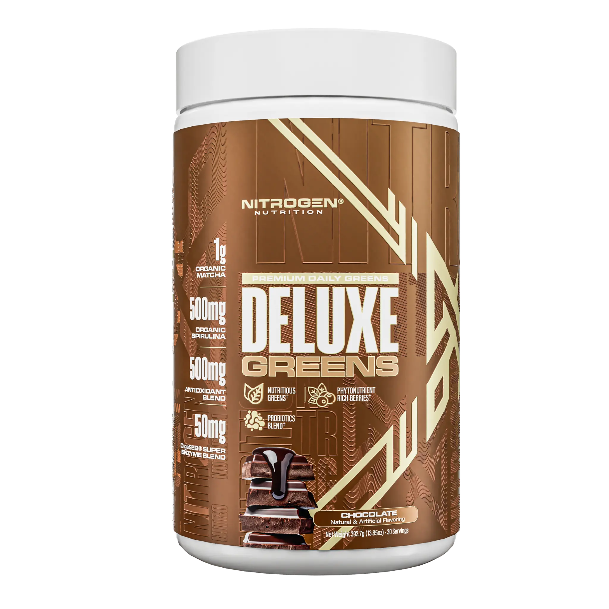 Nitrogen Deluxe Greens | Premium Super Greens Powder with Fruits, Vegetables, Antioxidants, Prebiotics & Digestive Enzymes | Supports Gut Health, Digestion, Immune Health, Daily Nutrition & Overall Wellness
