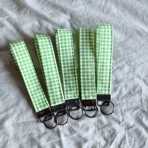 Green and White Checkered Wristlet