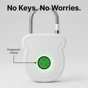 Smart Fingerprint Padlock for Door, Cabinet, Luggage, and Storage with USB-C Charging, 20 Fingerprint Capacity, and 0.5s Fast Recognition(White)