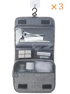 3-Pack Multi-Grid Toiletry Bag, Travel Must Haves Large Capacity Home Organizer with Dry-Wet Separation Zipper Pouch for Home, Travel Camping