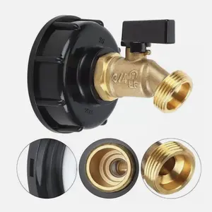 SJPACK 275-330 Gallon IBC Tote Water Tank Adapter 2" Brass Hose Faucet Valve Connector for Secure Water Storage Connection Watering Systems