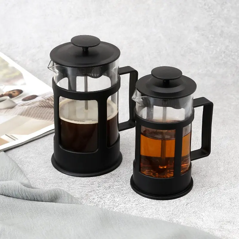 350ML/600ML French Press Coffee Maker, High Borosilicate Glass, PP Shell, Stainless Steel Filter, Ideal for Tea & Milk Froth, Single Serve, Coffee Equipment