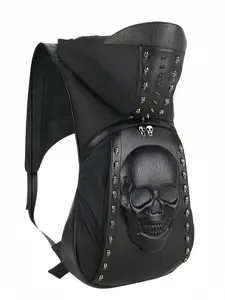 Men's Large Capacity Backpack, Trendy Rivet Skull Travel Bag, Unisex Casual Bookbag, Fashionable Punk Style, Perfect for Daily Use, Multifunction Backpack