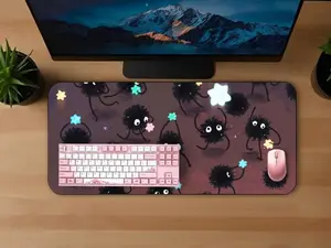 Soot Sprites Desk Mat, Cute Art Susuwatari Mouse Pad, Gaming Desk Mat, PC Accessories, Christmas Birthday Gift