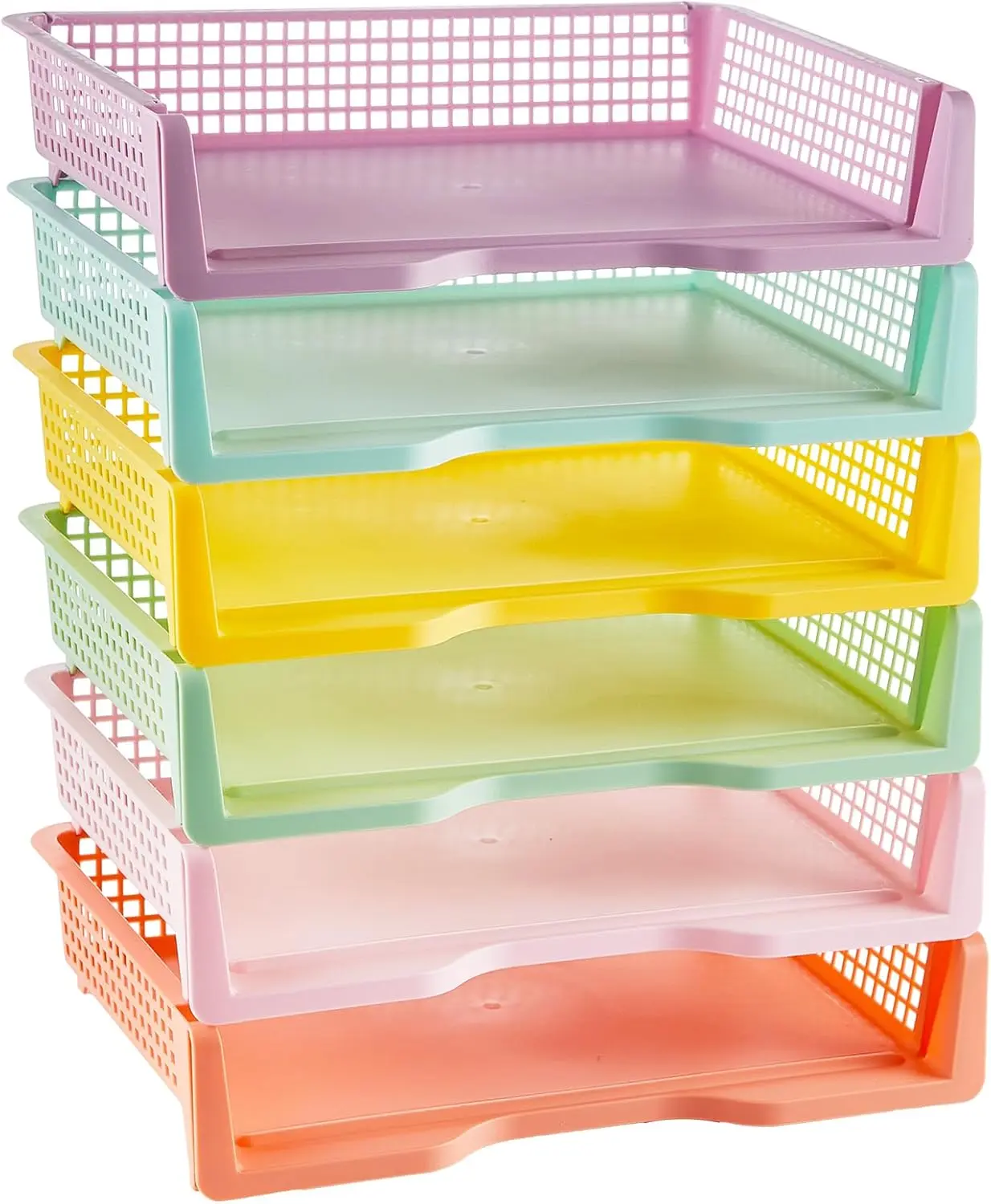 GISGFIM 6 Pcs Turn in Trays Classroom Pastel Paper Tray for Classroom Organization and Storage Stackable Plastic Book Baskets Turn in Bins Teacher Organizers for Library Drawers School Office Desk,back to school,back to school shopping