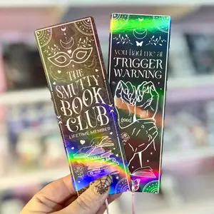 Smutty Book Club Holographic Dual-Sided Cardstock Bookmark - 2x6 Durable Cardstock, Pre Tasseled at the Bottom, Lightweight & Sturdy Design cardstock bookmark