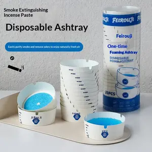 Extra Thick Heavy Duty Disposable Ashtray Eco Friendly Prevents Ash Flyaway and Smoke Odor for Home Office Factory Use Portable Foaming Fast Ash Absorption with Snuffing Sand No Cleaning Needed