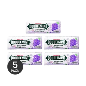 DOUBLEMINT Sugar-Free Mint Candy, Energy Grape Flavor, 23.8g x 5 Packs - Heart-Shaped, Cute & Refreshing