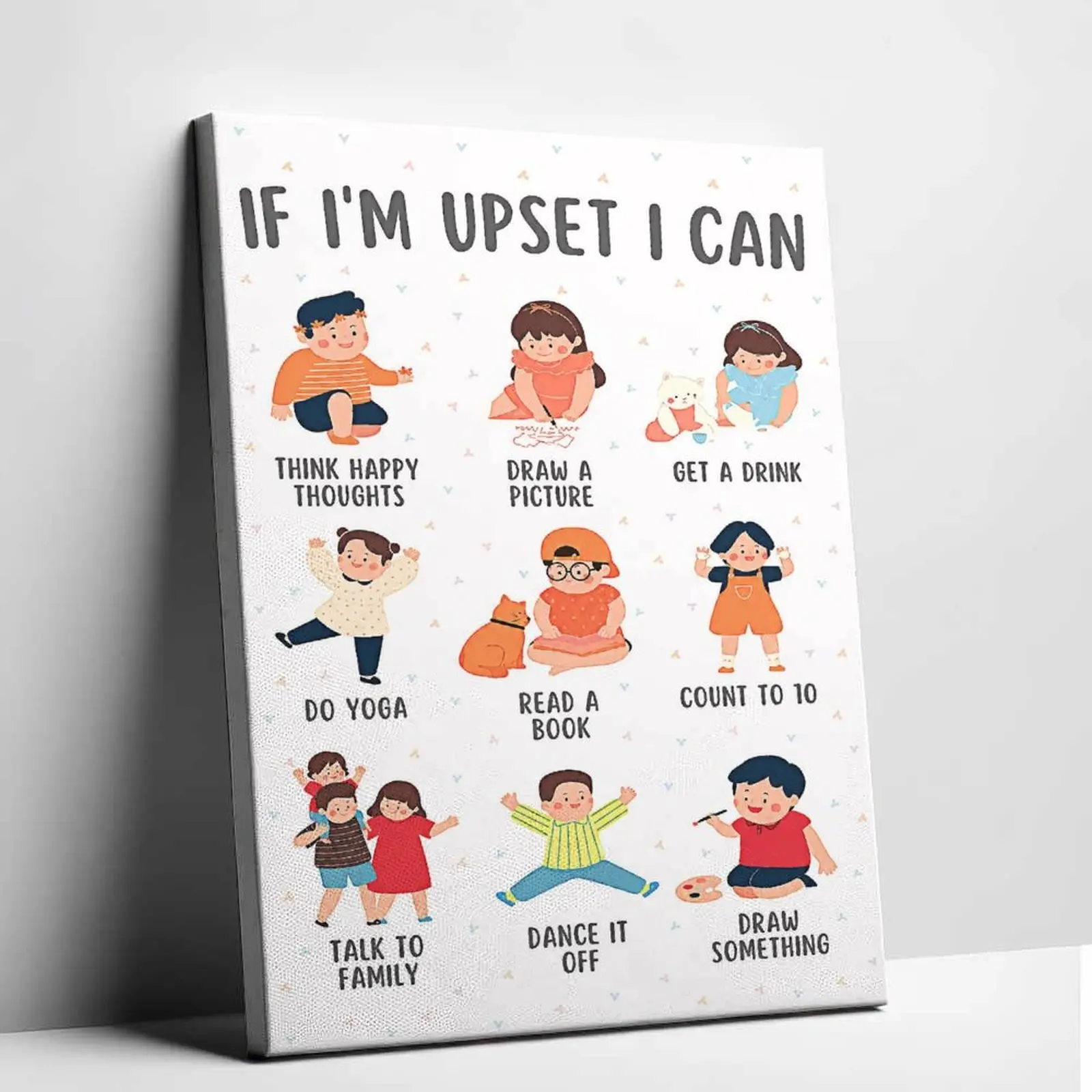 Aesthetic Kids Mental Health Canvas Wall Art - Cute Emotion Regulation Poster Print, Classic Positive Text Graphic, Unique Home Therapy Room Decoration with Emotional Support, House Decor Room Decoration, Artistic