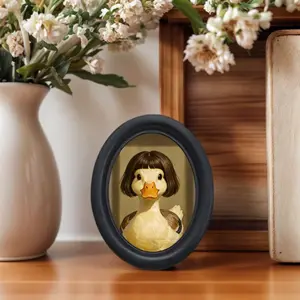 Funny Long-Haired Duck Wall Art with Frame, Quirky Wooden Mini Hangings for Unique Home Office Decor, Perfect Gift for Holidays, Wall Decoration, Unique Artwork