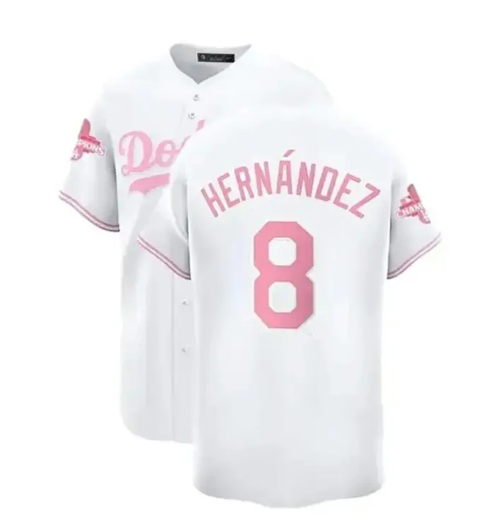 Hernández #8 Pink Baseball Jersey, White Pastel Limited Fan Shirt, Summer Cosplay Outfit