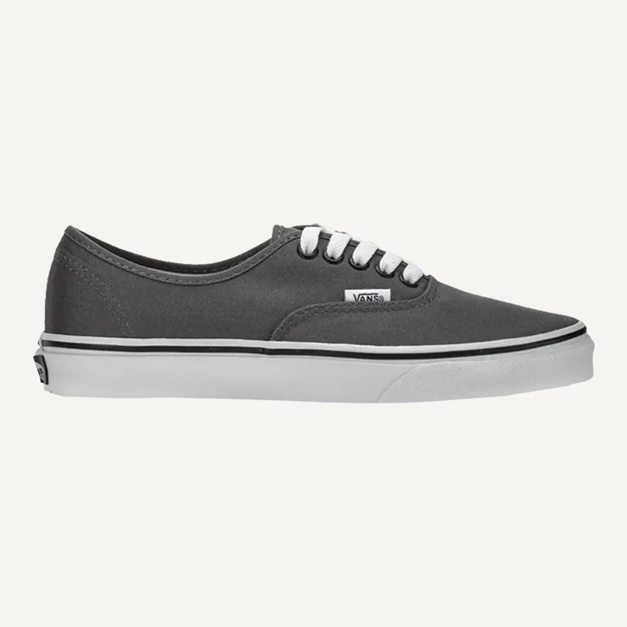 Vans Authentic Sneakers for Men, Charcoal Canvas Low-Top Trainer with Signature Rubber Waffle Outsole, Casual Walking Shoes, Footwear, Iconic Low-Top Authentic Silhouette, Laces, Round Toe, Waffle Sole