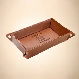 Engraved Leather Tray with Custom Name - Anniversary