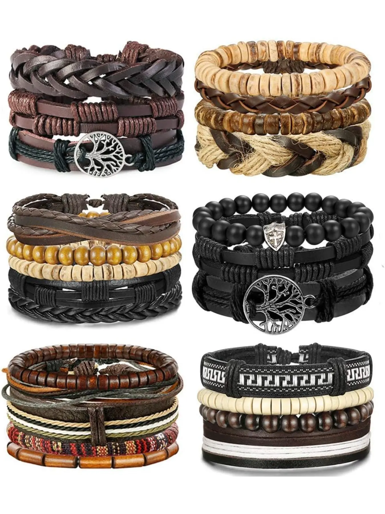24 Pcs Woven Leather Braided Bracelet for Men Women, Stylish Leather Wrist Cuff Stackable Bangle Bracelets Set, Unique Fashion Accessories for Every Occasion Bracelet Sets