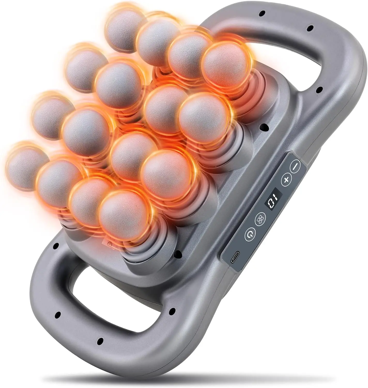 16-Head Deep Tissue Massage Gun – 2026 Enhanced Version with 30 Levels & 3 Modes, Red Light Therapy, Quiet Percussion Massager for Back, Shoulder, Leg & Muscle Pain Relief, Gift for men,Valentine's gift Daily