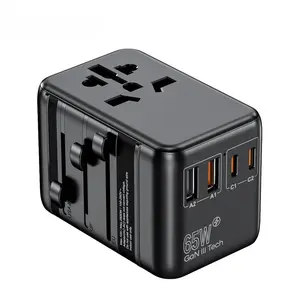 Universal Travel Plug AdapteUSB Charger, 4-Ports Fast Charging Power Adapter, 1PD 90W Multi Ports USB-C Quick Charge Station for Home Office Travel Device Portable anker magnetcharger Cellphone Smartphone Mobile Electronic phoneadapter