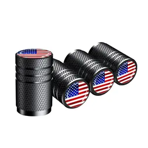 Creative US Flag Pattern Car Tire Valve Stem Cap, Tyre Caps, 4 Counts/set Universal Valve Stem Cover for Car, SUV, Bicycle, Truck & Motorcycle, Car Exterior Decoration Accessories, Car Parts, Tire Inflation Tool