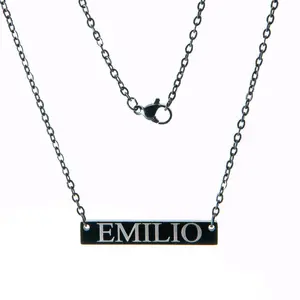 18" Stainless Steel Personalized Rectangle Pendant Chain