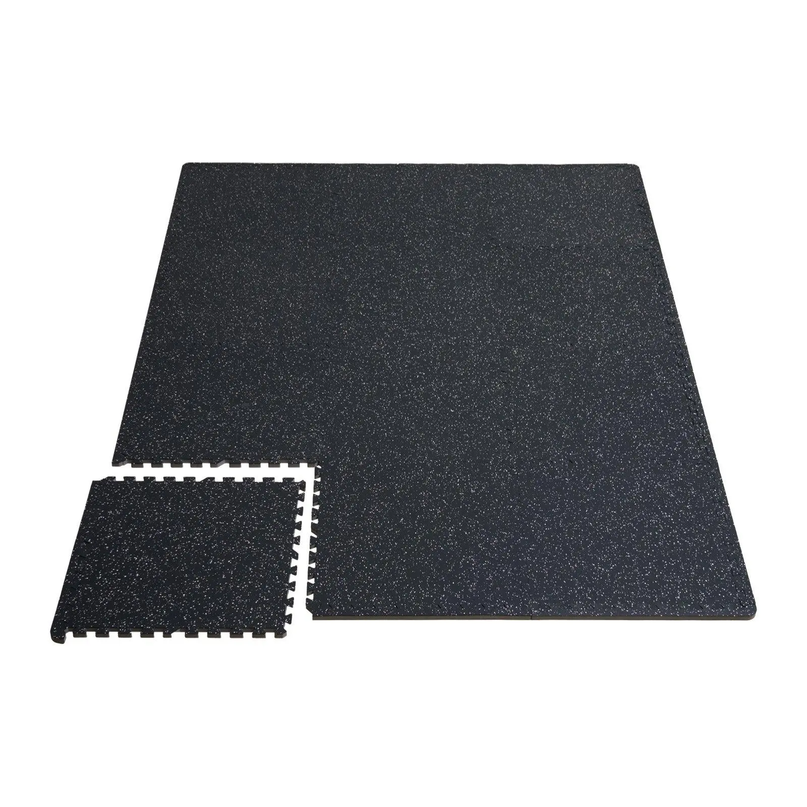 【Summerfinds】VEVOR 6 PCS 0.56" Thick Gym Floor Mats, 24" x 24" EVA Foam & Rubber Top Interlocking Workout Floor Mats with 24 sq.ft Coverage, Waterproof Exercise Puzzle Flooring for Gym, Home, Garage, Basement, Black & White