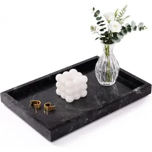 Marble Bathroom Tray for Countertop & Home Decor, Natural Decorative Marble Tray for Jewelry & Perfume Organizer, Luxury Stone Vanity Trays for Dresser, Kitchen Coun