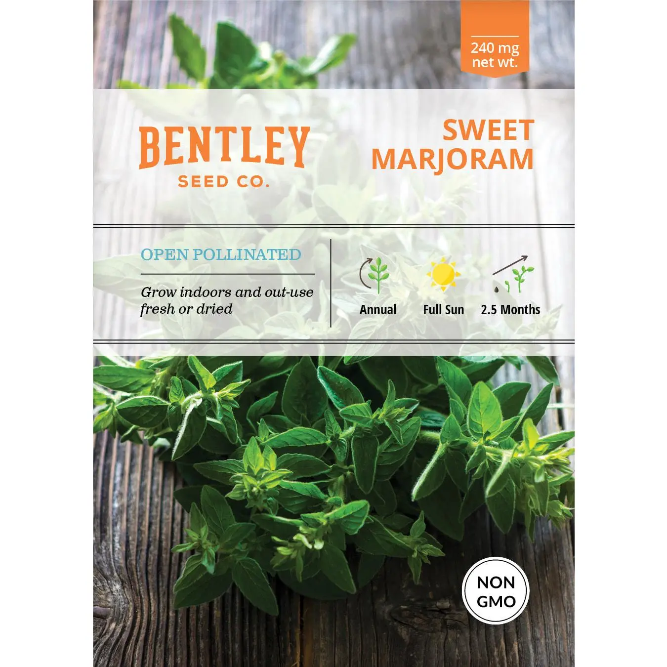 Sweet Marjoram Annual Herb Seeds Packets - Full Sun, Mild Flavor, Container Grow, 12-24 in Plants, Fresh or Dried for Kitchen Gardening (Home Improvement Garden Supplies)