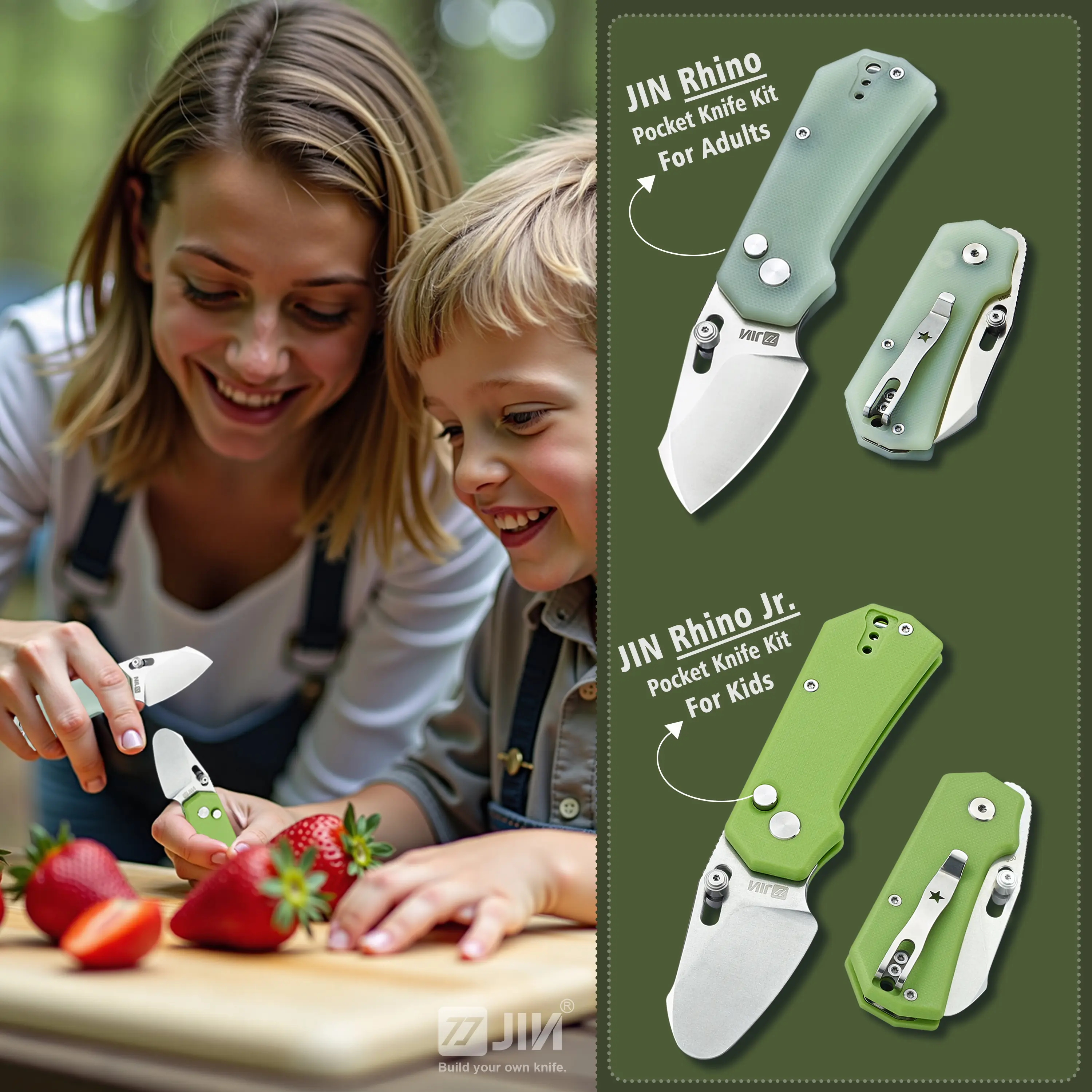 Folding Knife DIY Kit for Kids, Educational Scout-Inspired Project with a G10 Handle, Features a Safe Unsharpened Blade with Rounded Tip, Fidget-Friendly EDC Cutting Supplies Foam Cutter Classroom Supplies