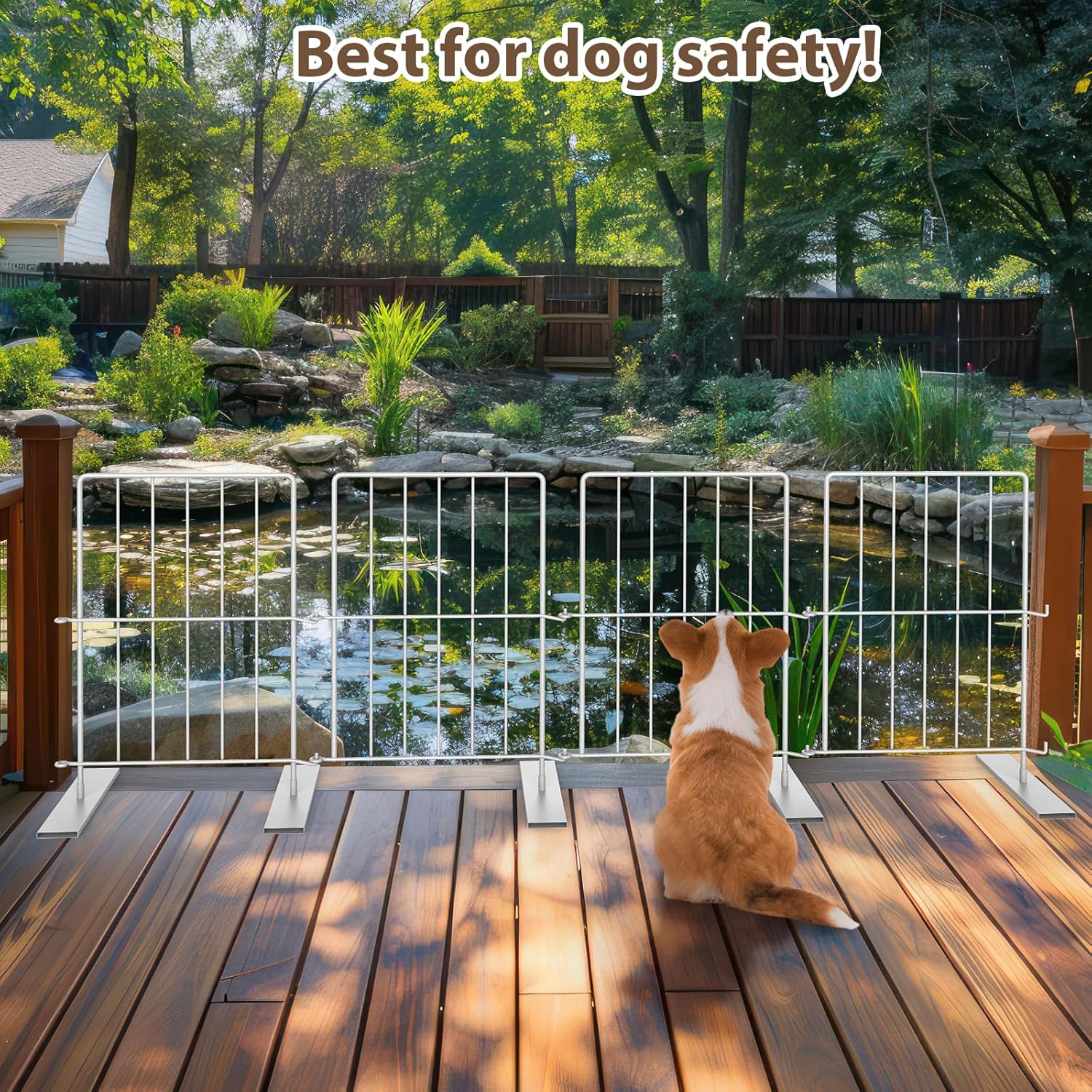 17" Metal Freestanding Pet Gate, 4-Panel Expandable Dog Fence (10.6"-49") with Tool-Free Setup, Indoor/Outdoor Barrier for Small Dogs, Multi-Pack for Unlimited Extension