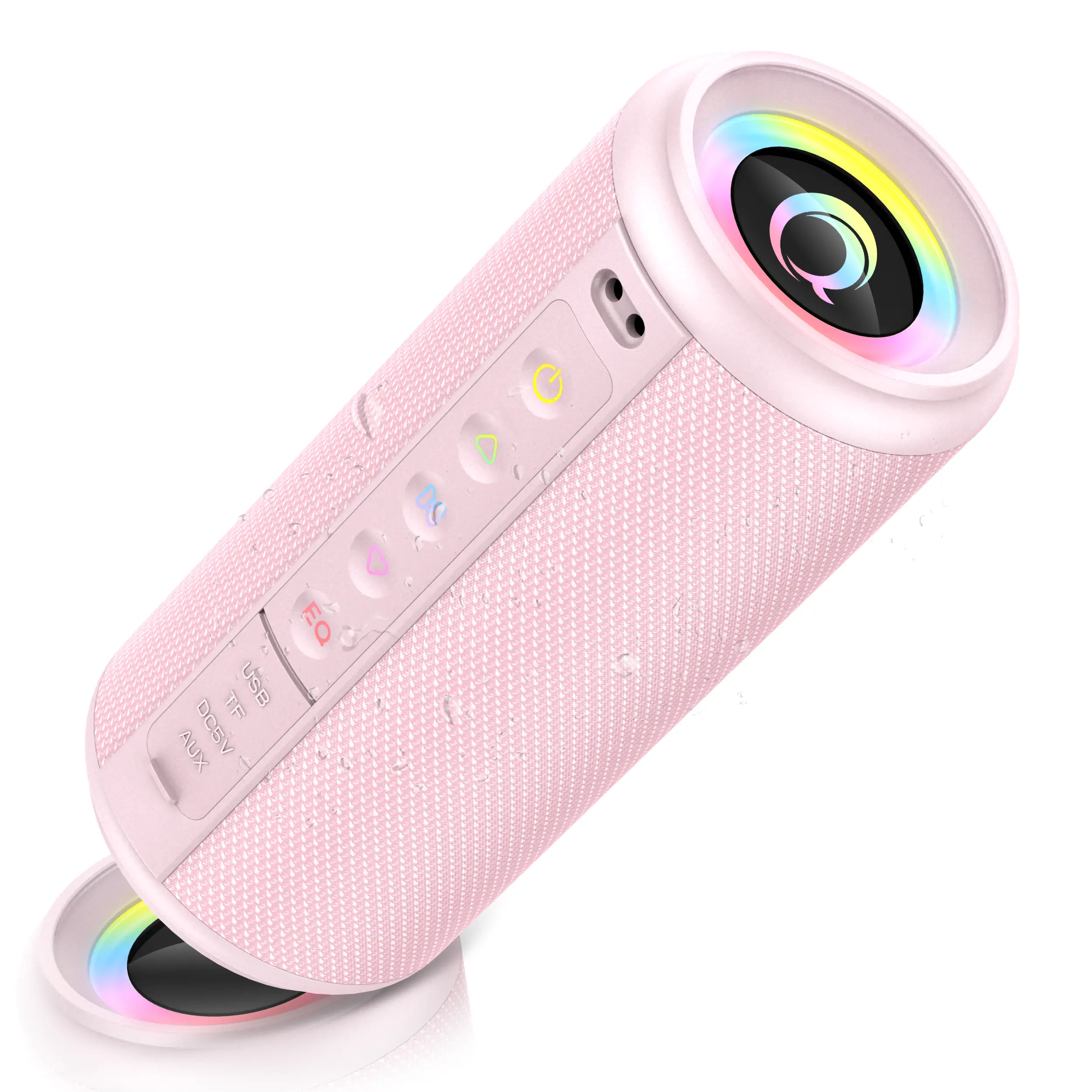 Colorful Wireless Bluetooth 5.4 Soundbar Speaker, 20W HD Stereo, Rechargeable Batteries, 20Hr Playtime, IP7 Waterproof, Built-in Mic, TWS, USB-C/Auxiliary Input, Portable for Home/Beach, Pink, User Manual Included, Type-C