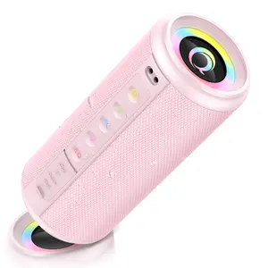 Wireless Bluetooth 5.4 Speaker 20W, Portable HD Stereo Soundbar, 20 Hour Playtime, IP7 Waterproof, Built-in Mic & TWS for Home, Beach, Gifts, Pink