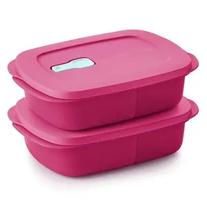 Tupperware CrystalWave 1.5 Cup Rectangular Bowl and Lid 4-piece Set