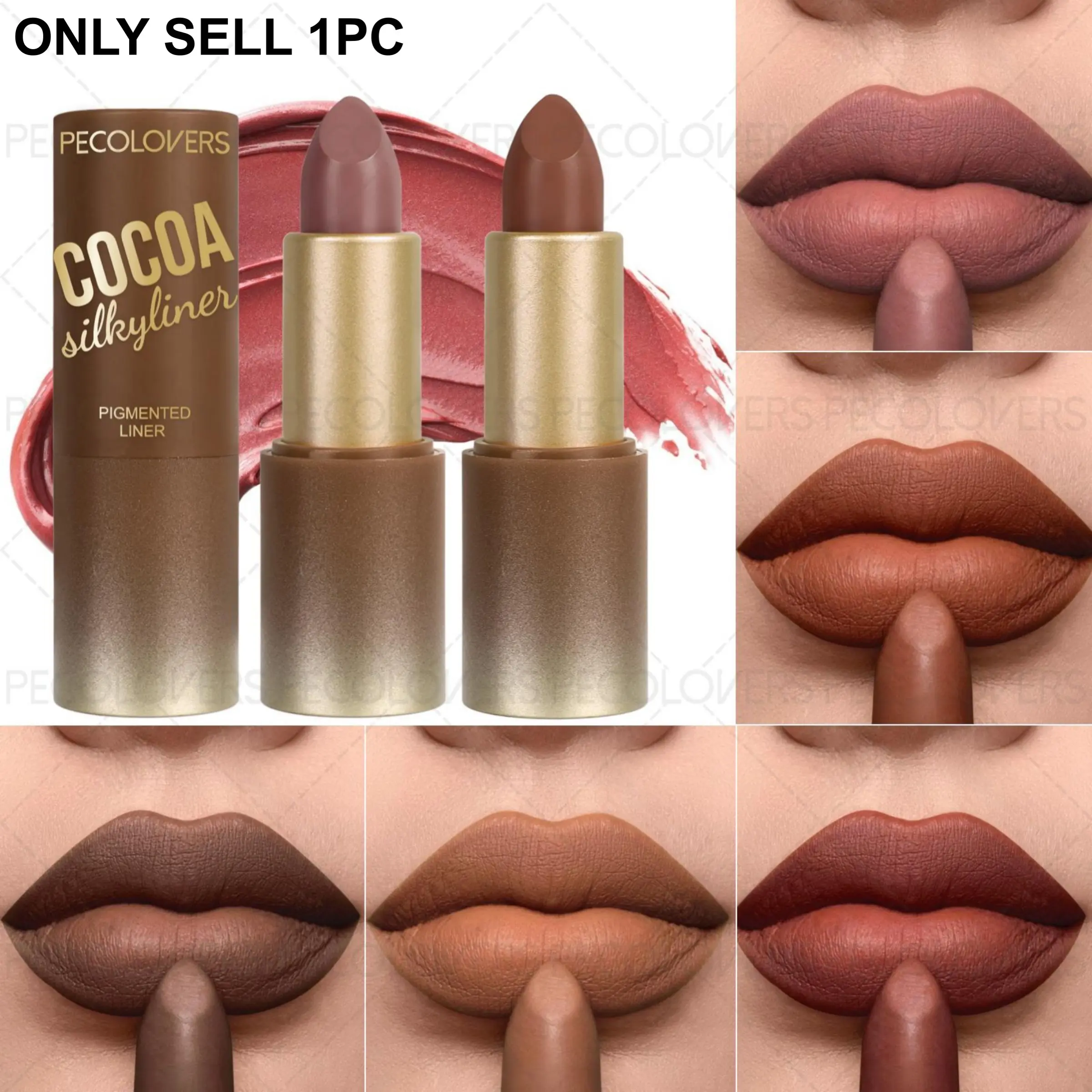 1PC Brown Matte Moisturizing Hydrating Hydrate Lipstick, Smooth, Velvet, Nude Makeup, Light Texture, Rich Colors, A Must-have Cosmetic Makeup Tool for Everyday, Silky Matte Lipstick, Moisturizing Matte Lipsticks