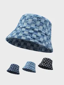 Unisex Plaid Bucket Hat, Casual Fitted Design, All-Season Wear, Trendy Streetwear Accessory, Durable & Stylish