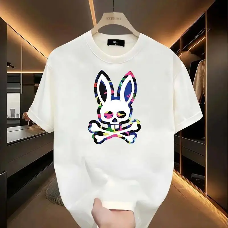 Fashion TrendsColorful bone rabbit T-shirt, suitable for men, women, mothers and friends, couple style, fashionable and loose, youthful and energetic, men's daily wear tops, casual, clothing, simple and trendy, cool design  High quality casual t‑shirt
