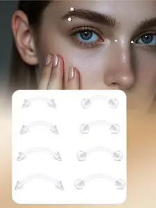 10pcs Clear Curved Barbells Retainer 16G Plastic Eyebrow Earring Lip Helix Tragus Rook Bars 6-12 Mm Labret Flexible Retainers Acrylic Bioflex Piercing