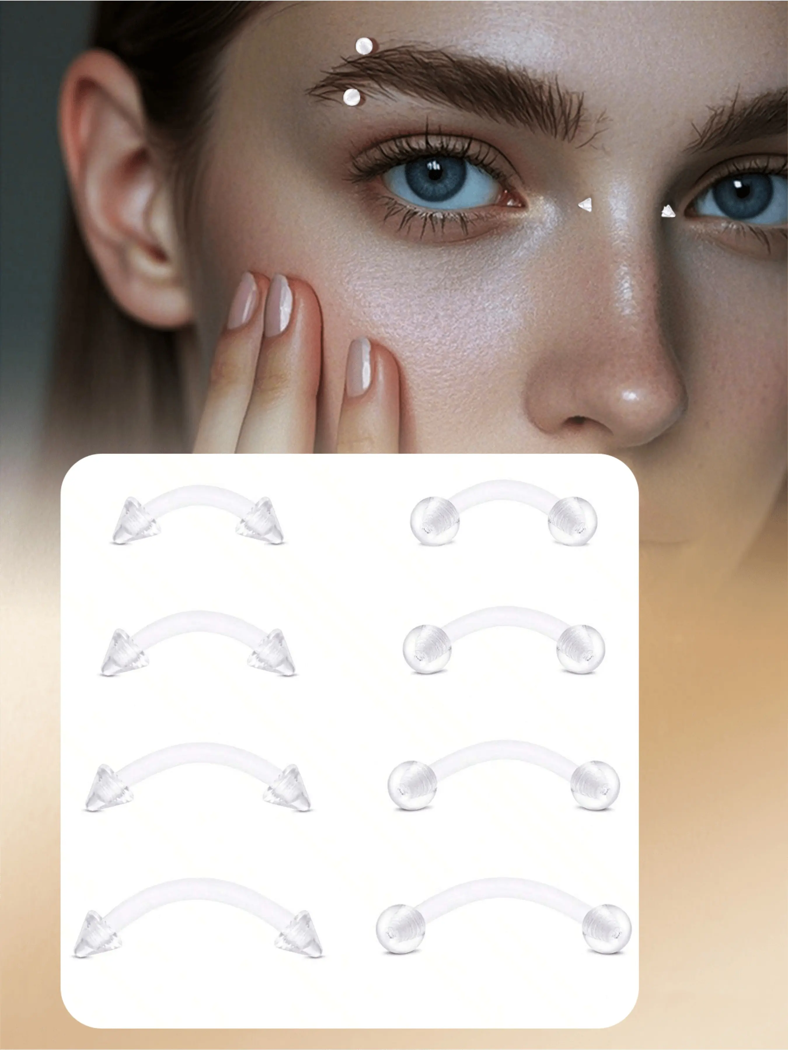 10pcs Clear Curved Barbells Retainer 16G Plastic Eyebrow Earring Lip Helix Tragus Rook Bars 6-12 Mm Labret Flexible Retainers Acrylic Bioflex Piercing