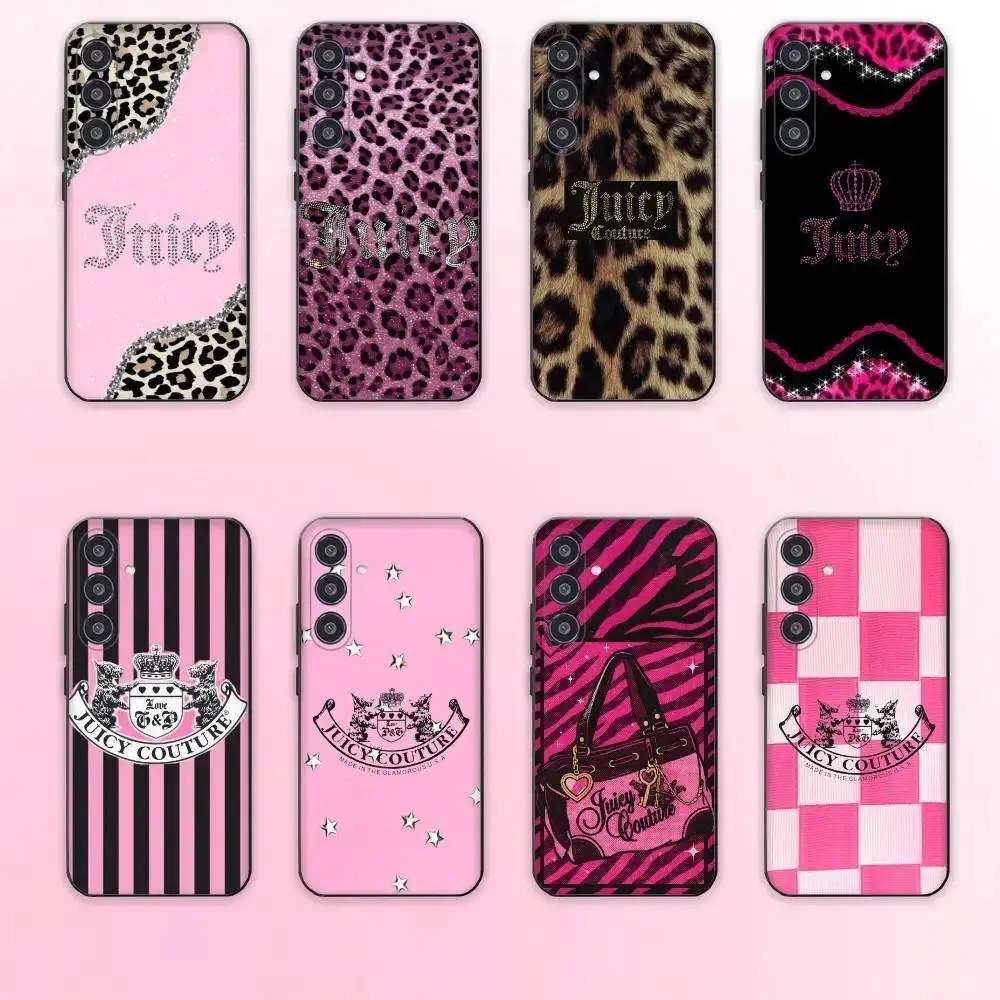 Juicy Couture Leopard Print Phone Case — Compatible with iPhone 11–17 Pro Max/Plus Series and Samsung Galaxy S23– Series (Black Soft Case)