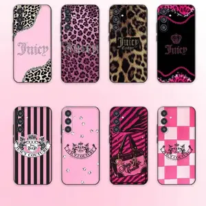 Juicy Couture Leopard Print Phone Case — Compatible with iPhone 11–17 Pro Max/Plus Series and Samsung Galaxy S23– Series (Black Soft Case)