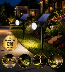 WELALO Solar Spot Lights Outdoor Waterproof IP65, 10 Pack 4 Lighting Modes Solar Powered Landscape Spotlights with Auto On/Off, Solar Garden Christmas Yard Pathway Wall Lights for Outside, Warm White