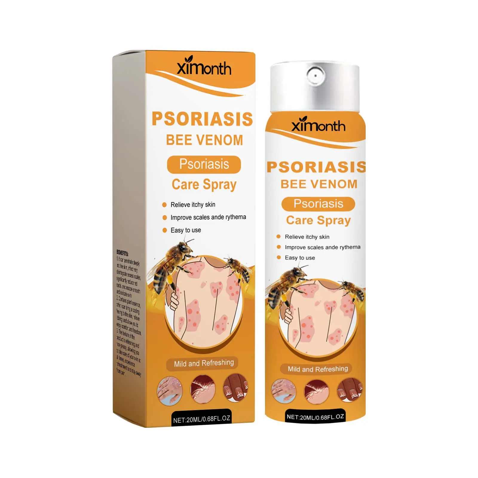 Ximonth Psoriasis Spray — Herbal Cooling Relief for Itching, Redness & Swelling; Skin Care; Anti‑Dandruff; Reduces Red Marks