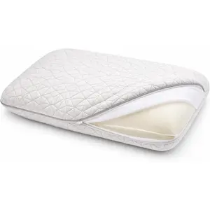 Quilted Bamboo Pillow Cover Collection Cooling Pillow Protector with Zipper Soft Breathable & Washable Fabric White Queen