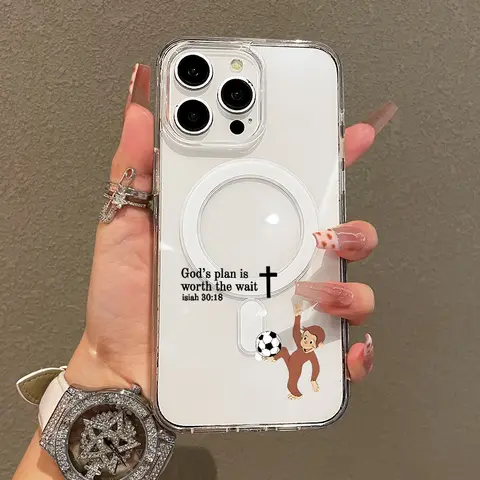 Magnetic MagSafe Silicone-TPU Phone Case Cover for iPhone 11-17 Pro Max, Patient Divine Plan Aesthetic Ultra-Slim, Shockproof, Playful Fun Style Mobile Phone Accessories