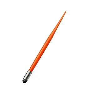 49" Hay Spear, 3000 Lbs Capacity Bale Spear, Orange Coated Bale Forks with Hex Nut & Sleeve for Tractors & Skid Steer Loader(1 Pcs)