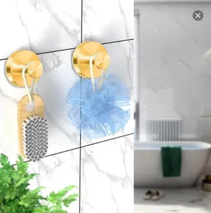 Gold wreath hanger, 22 lb strong stainless steel suction cup wreath hooks, 2-pack wreath door hangers for fall, Halloween, and Christmas decorations, welcome sign for front door indoor/outdoor, reusable holder